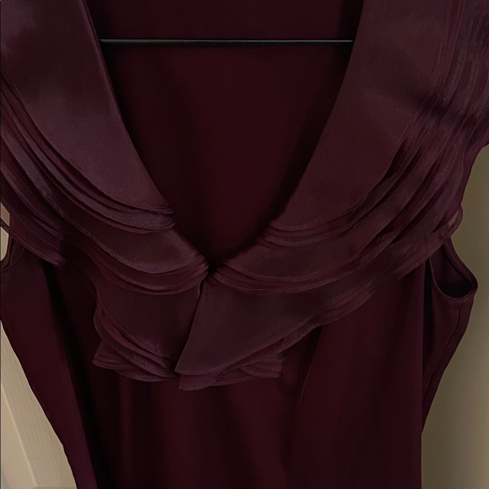 Elegant Sleeveless Ruffled Burgundy Top